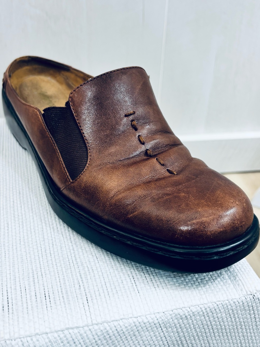 Vintage Auditions Brown Leather Slip-on Loafers Saddle Stitch Womens Size 11